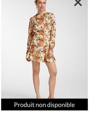 Simons Floral Mini Dress in Cream with Yellow and Orange Roses